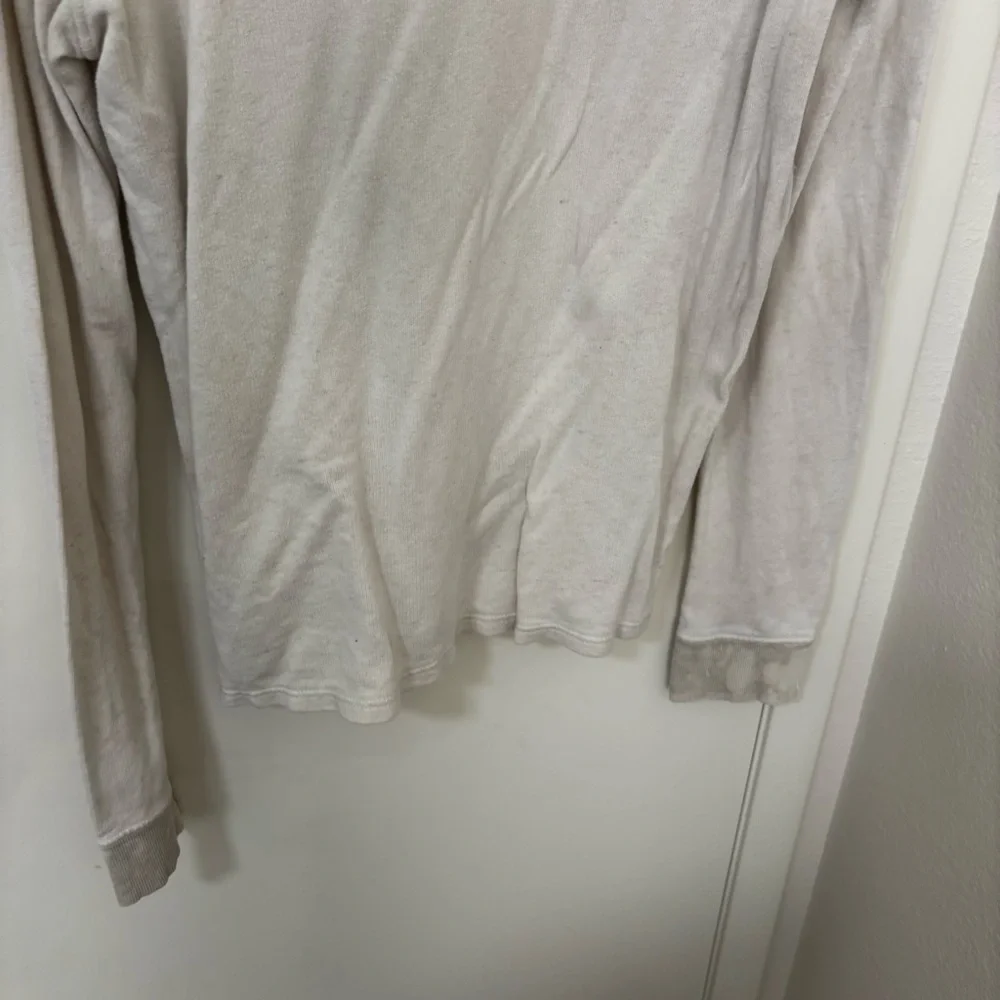 True Religion Beige off white Long-Sleeve cotton linen shirt